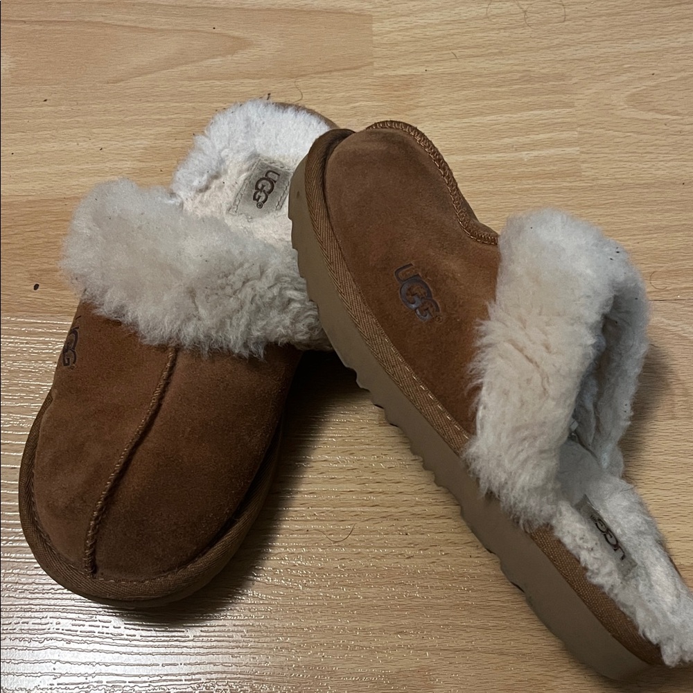 UGG Tan Sheepskin Slippers with Cream Lining